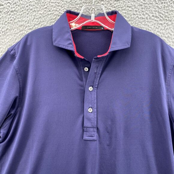 Greyson Golf Polo Shirt Mens Medium Blue Purple Preppy Performance Office Sports - Picture 2 of 9